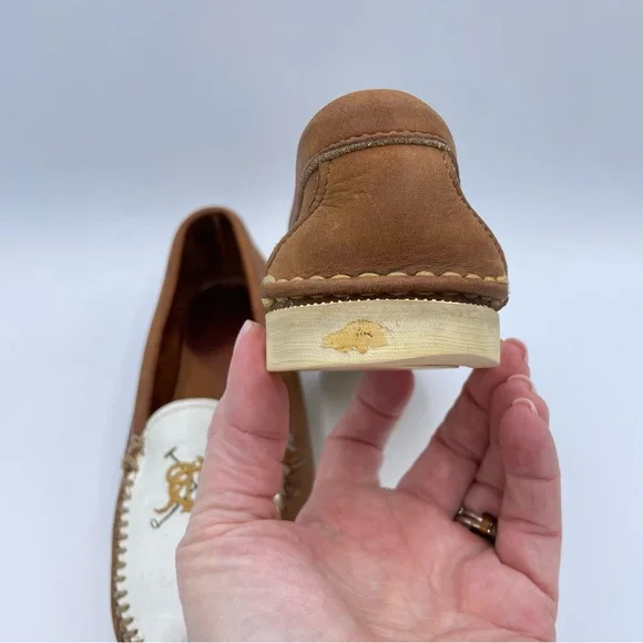 Ralph Lauren Equestrian Loafers 7 1/2 Tan/White - Picture 13 of 16